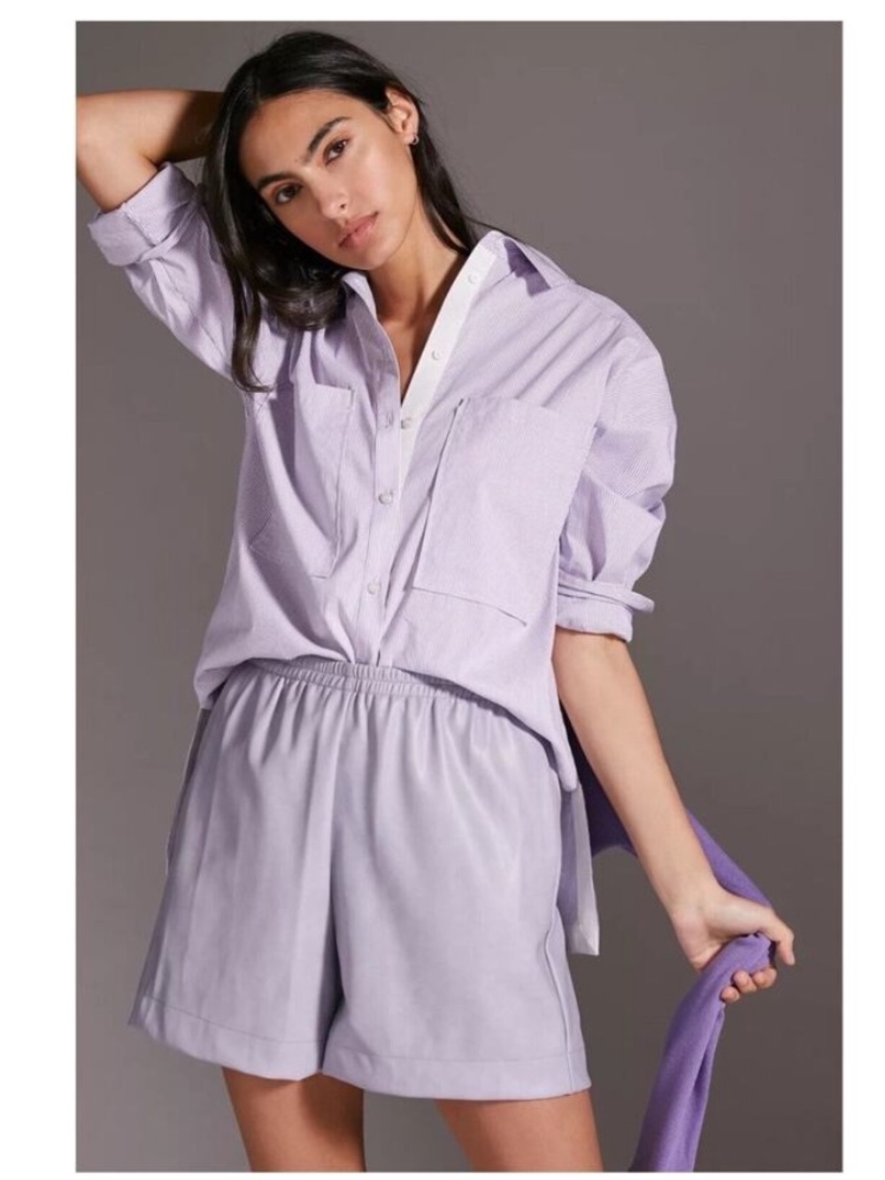 Avec Les Filles Lavender Faux Leather Short